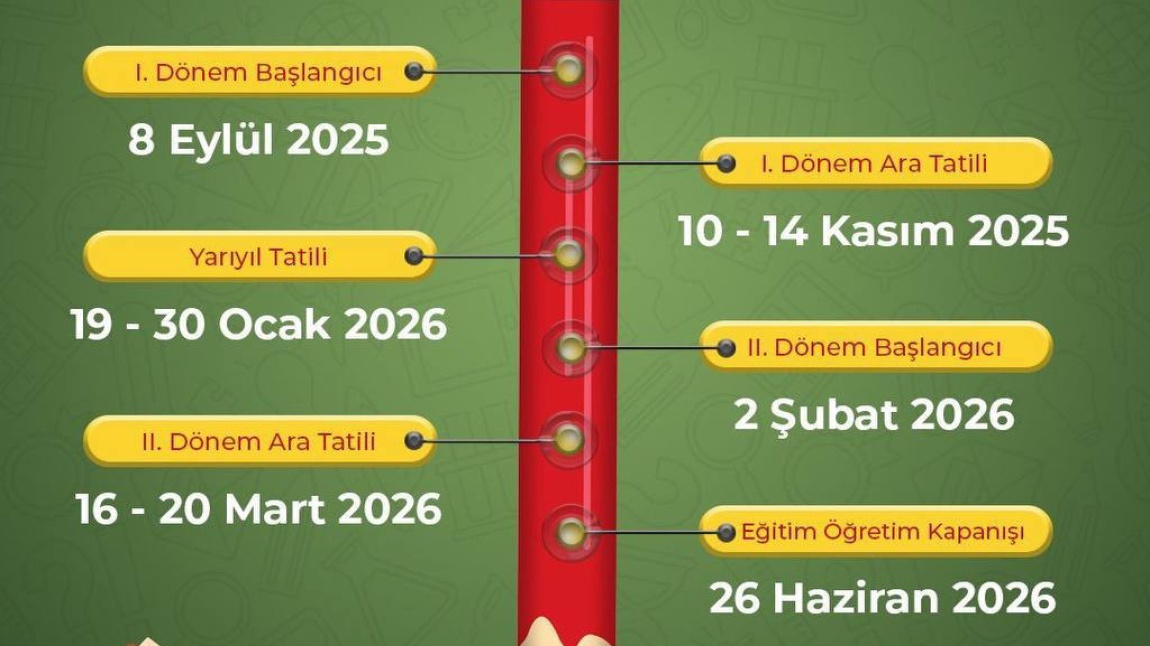 2025-2026 EĞİTİM-ÖĞRETİM YILI ÇALIŞMA TAKVİMİ